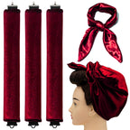 Jumbo Heatless Hair Curler Heatless Curls No Heat Curlers to Sleep in Large Rods Hair Rollers Blowout No Heat Overnight Sleeping Curls Styling Tools - Wine Red
