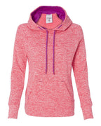 J. America Ladies Pullover Hooded Sweatshirt Coral/Magenta X-Large