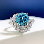S925 Silver Round Rhinestone Engagement Ring