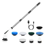 1Pc Electric Spin Scrubber Cordless Rechargeable Telescopic Cleaning Brush 8 Replaceable Heads 2 Speed Adjustable Extension Arm Bathroom Tub Tile Floor
