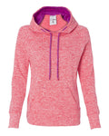 J. America Ladies Pullover Hooded Sweatshirt Coral/Magenta X-Large
