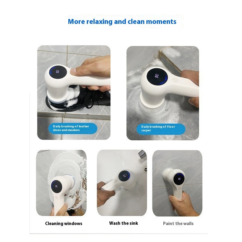 Electric Cleaning Brush Household Multi-functional Wireless Washing Pot Hand-held Brush