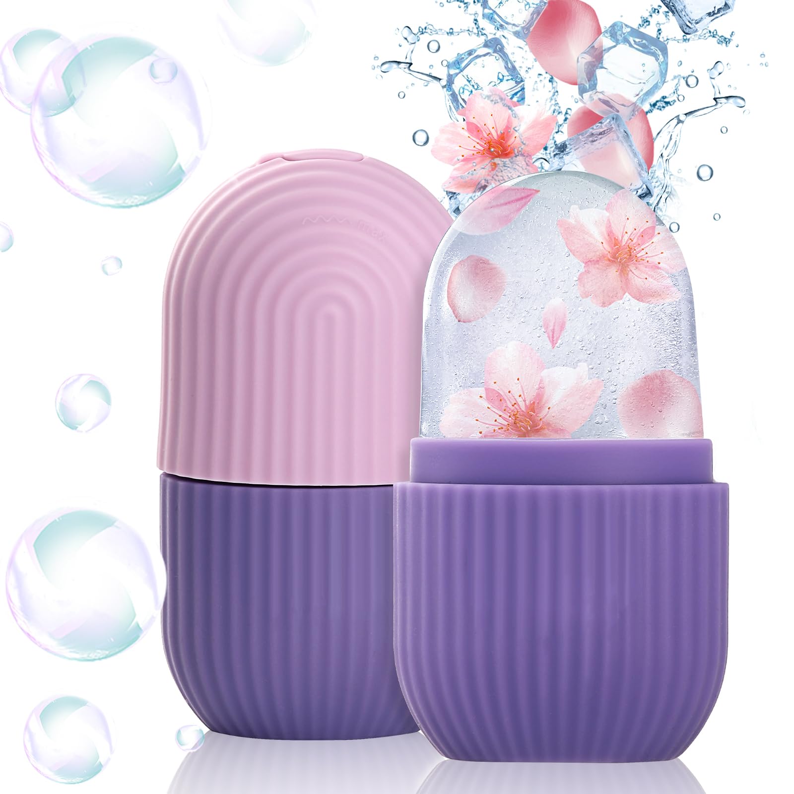 IMEASY Ice Roller for Face and Eye Ice Face RollerFacial Beauty Ice Roller Skin Care Tools Ice Facial Cube Gua Sha Face Massage Silicone Ice Mold for Face Beauty (Purple)