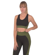 Trois Seamless Sports Bra - Black with Green